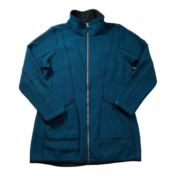 Eddie Bauer Womens Jacket size Large Teal Blue Full Zip Up Unlined Long Sleeves - Picture 1 of 7